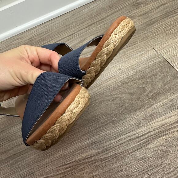 Tommy Bahama Sakura Sandal Heels Wedges Navy Blue Espadrilles 9 - Picture 8 of 11